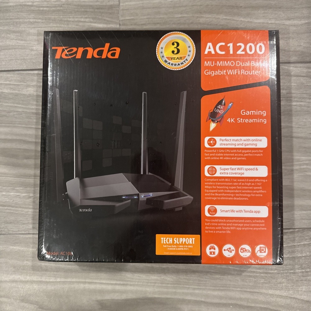 Tenda AC10U Wireless Dual-Band Router - Black Brand New Gaming 4k Streaming